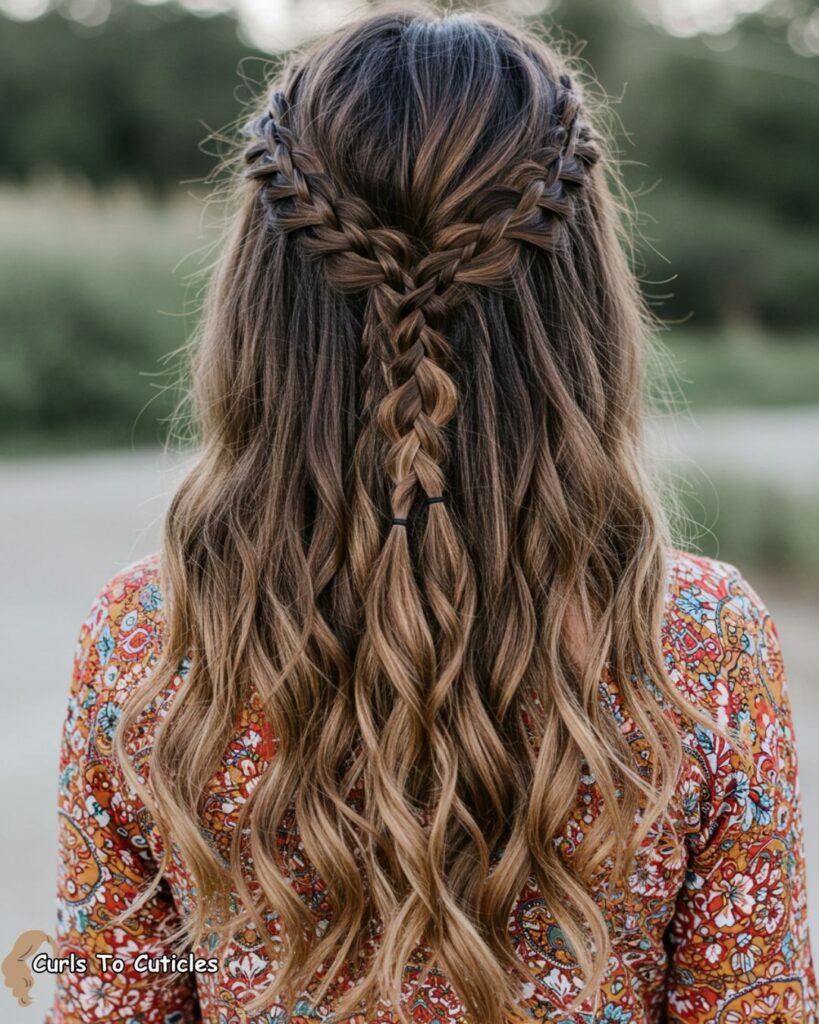 Braided Half-Up Heatless hairstyle
