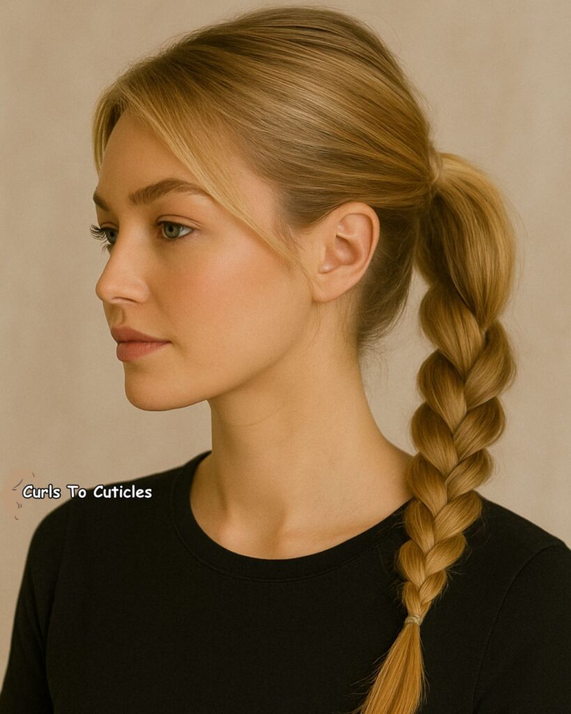 Braided Ponytail Heatless hairstyle