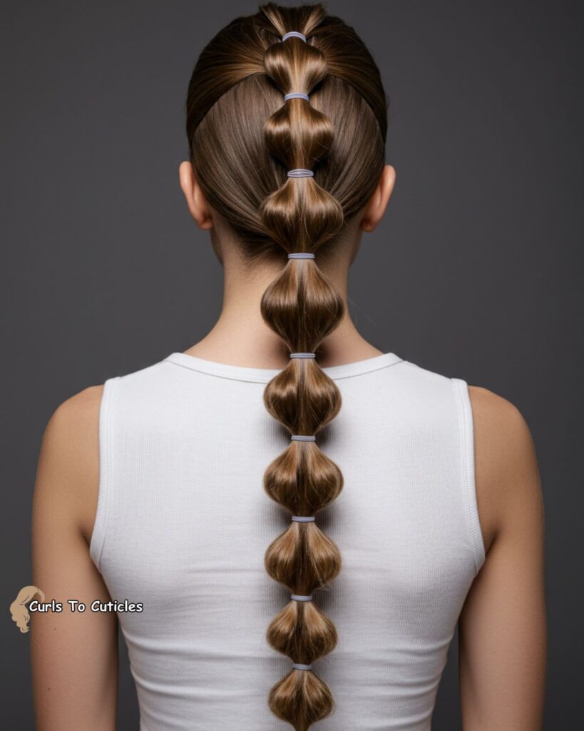 Bubble Braid Ponytail Effortlessly Chic Hairstyle 1