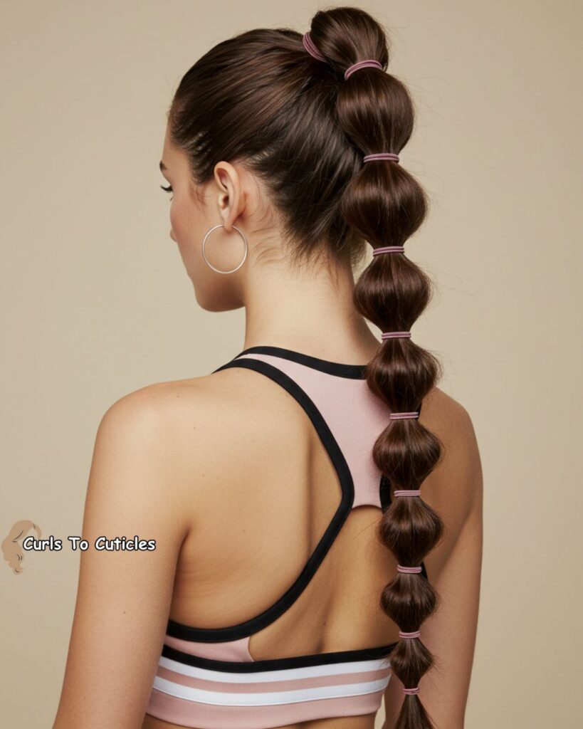 Bubble Ponytail Heatless hairstyle