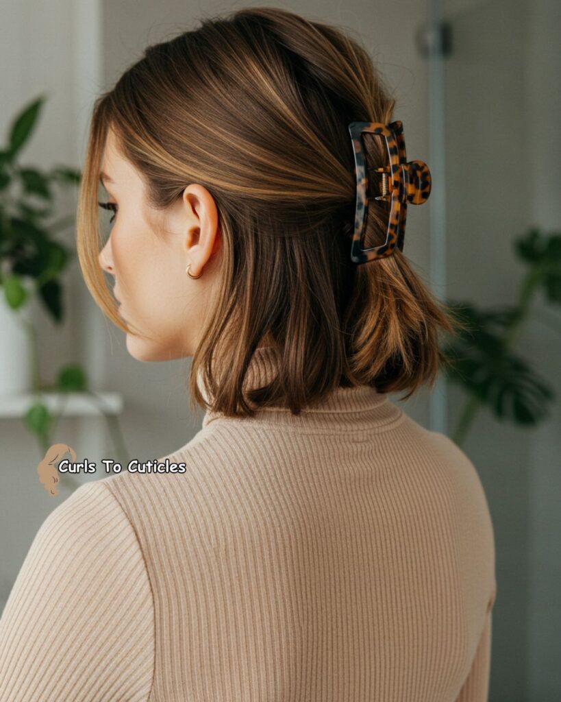 Claw Clip Half-Up Heatless hairstyle
