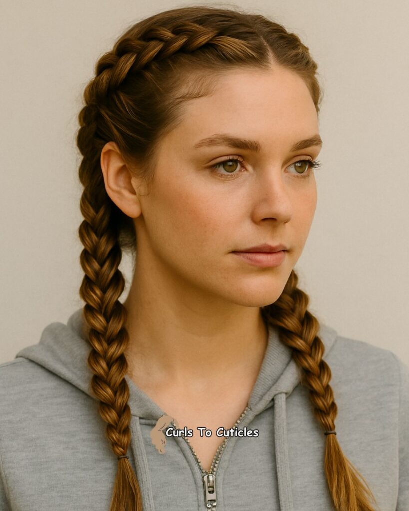 Dutch Braids Heatless hairstyle