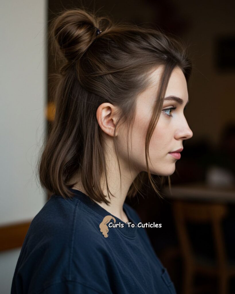 Half-Up Top Knot Effortlessly Chic Hairstyle