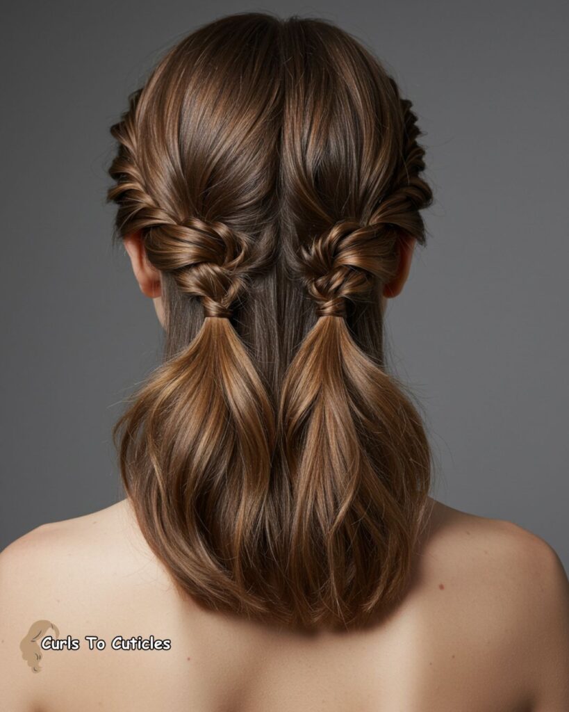 Half-Up Twists Heatless hairstyle