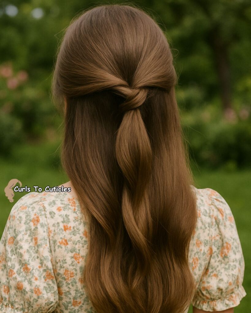 Knotted Half-Up Heatless hairstyle