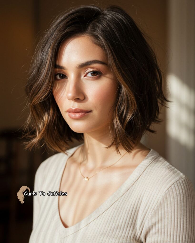 Layered Shoulder-Length Hairstyle for Oval Faces