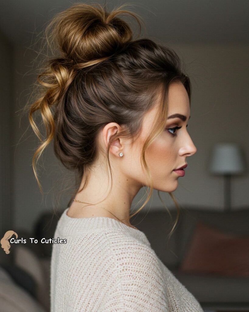 Messy Top Knot Effortlessly Chic Hairstyle