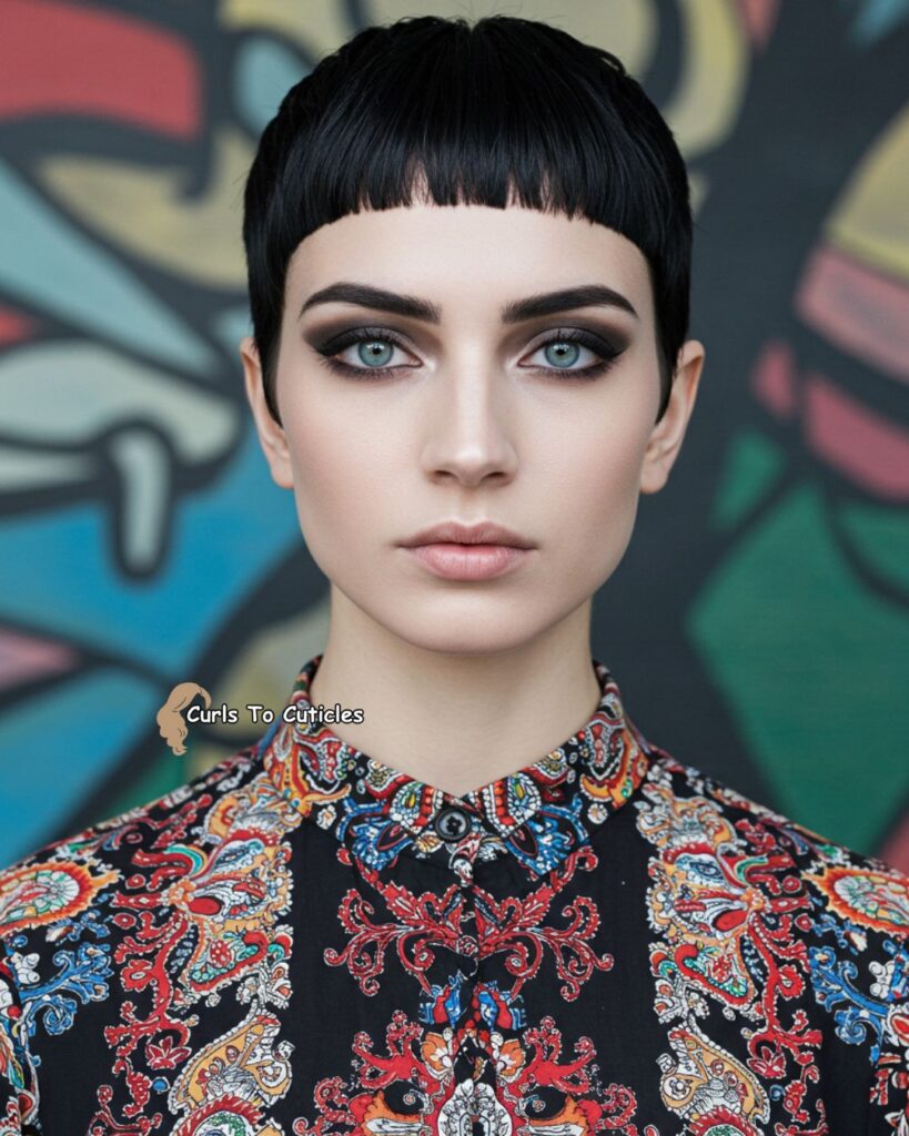 Micro Bangs with a Crop Chic Short Hairstyle