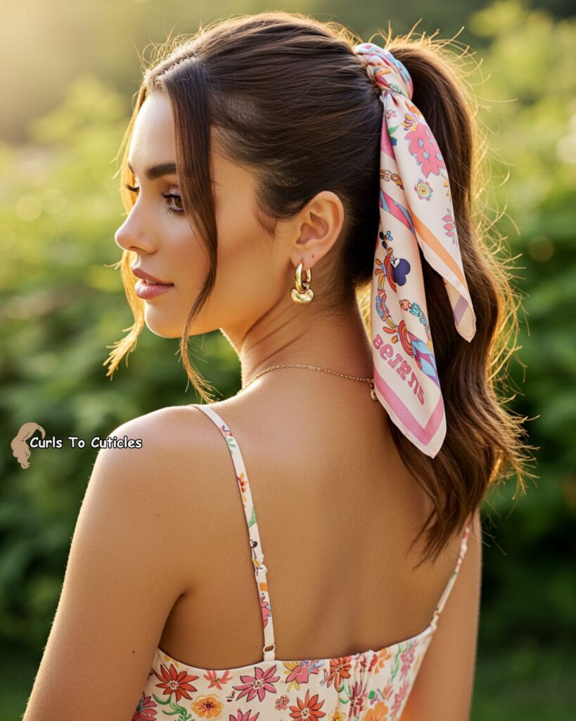 Scarf Ponytail Effortlessly Chic Hairstyle