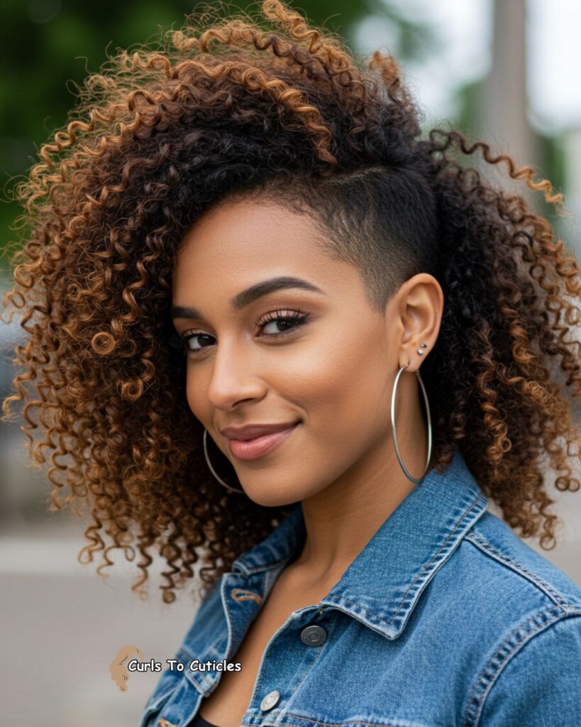 Shaved Side with Curls Chic Short Hairstyle