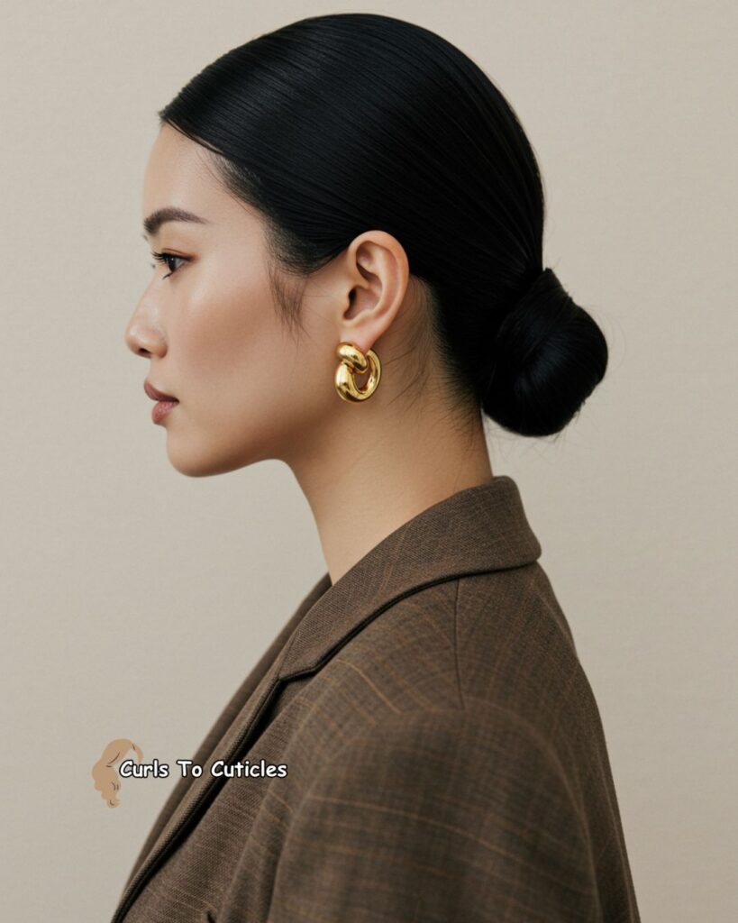 Sleek Low Bun Heatless hairstyle