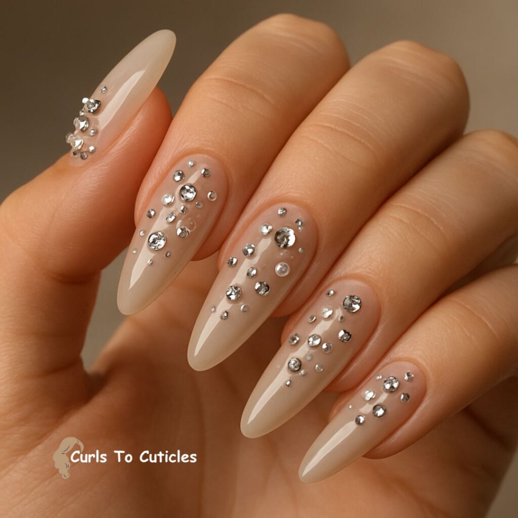 3D Embellished Wedding Nail Design