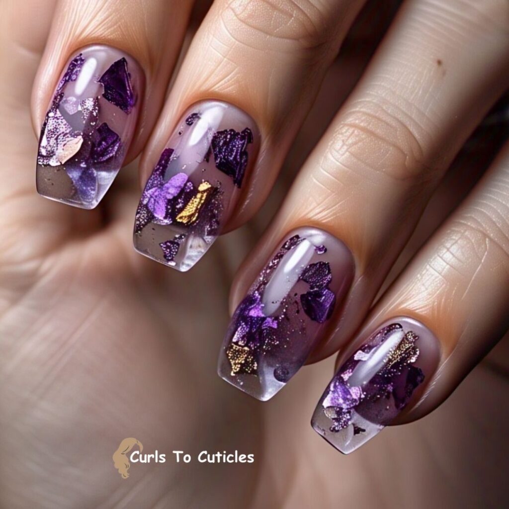 Amethyst Chunk Accents Amethyst inspired nail design