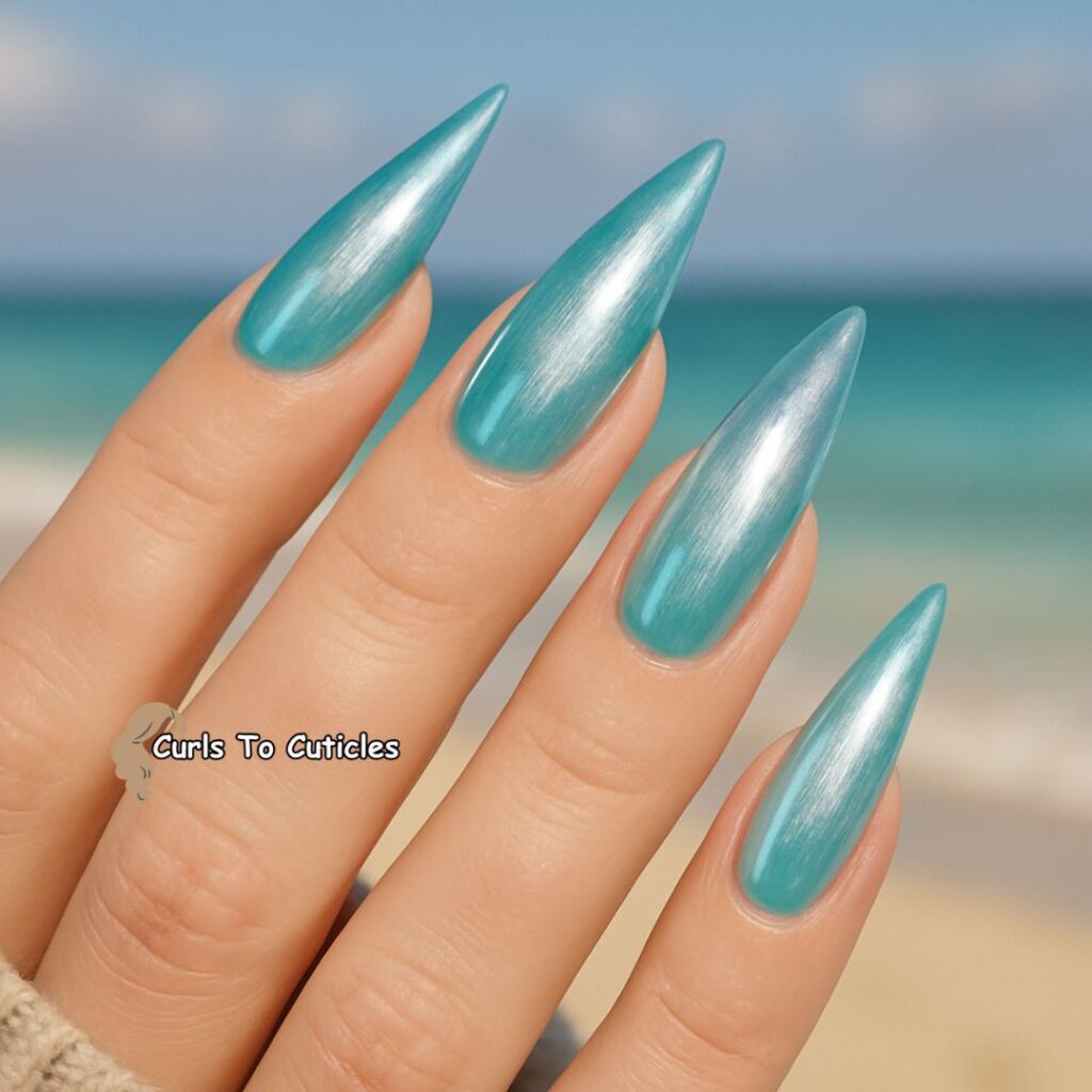Aqua Marine Shine Glaze Donut Nails Design