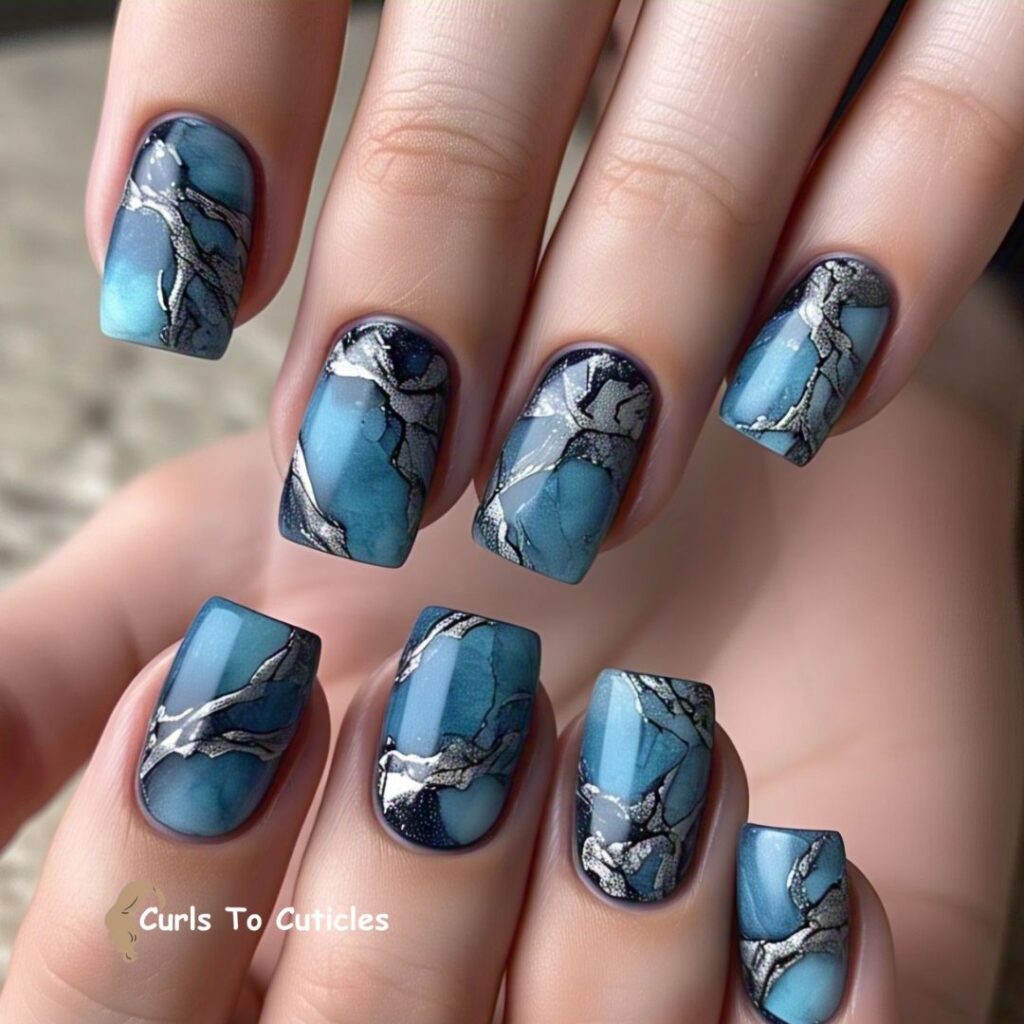 Aquamarine Stone Texture Aquamarine inspired nail design