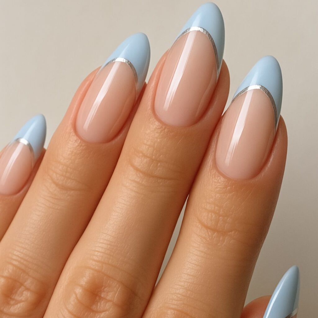 Baby Blue French Tips spring nail designs