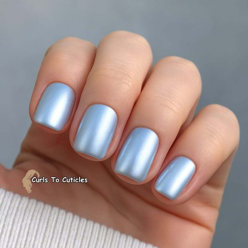 Baby Blue Shine Glaze Donut Nails Design