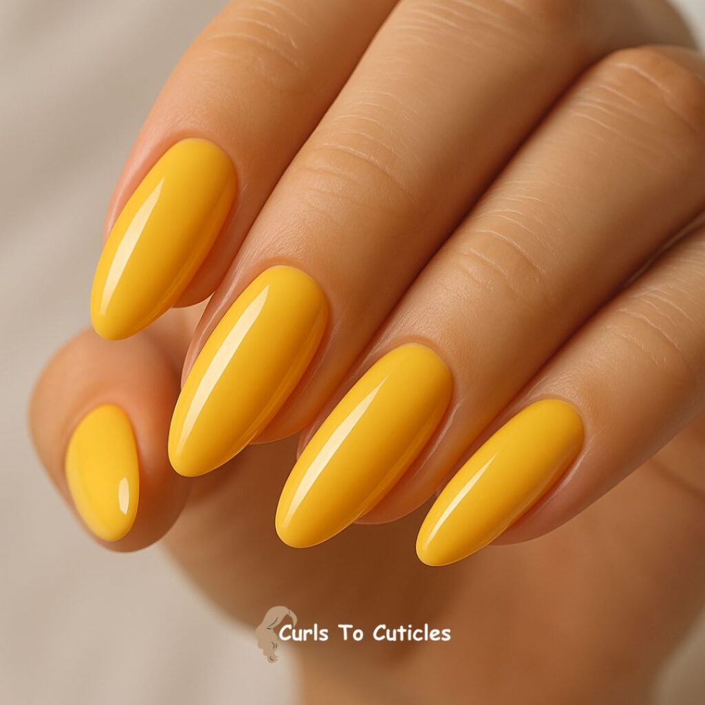 Bright Yellow Base Citrine inspired nail design