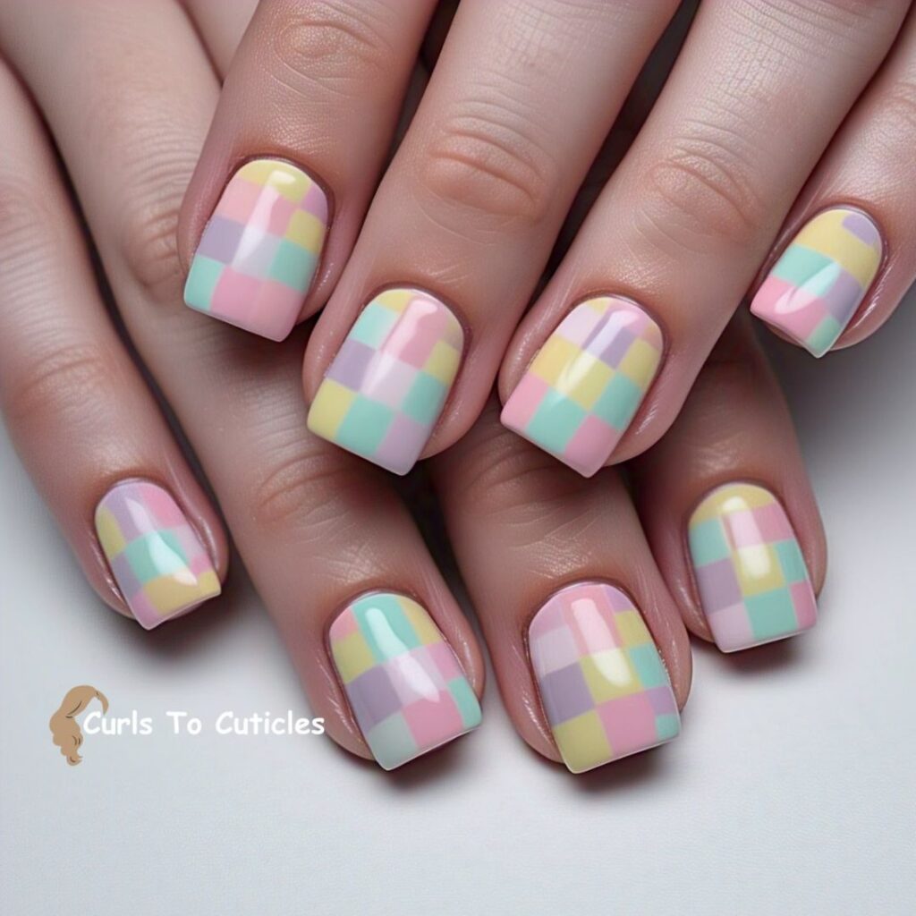 Checkerboard Chic summer nails design