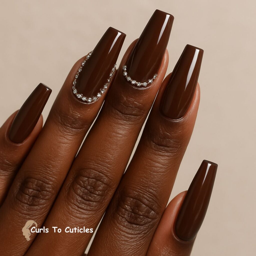 Chocolate Nude Coffin nude nail design
