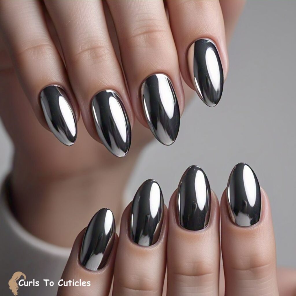 Chrome Almond Nails design