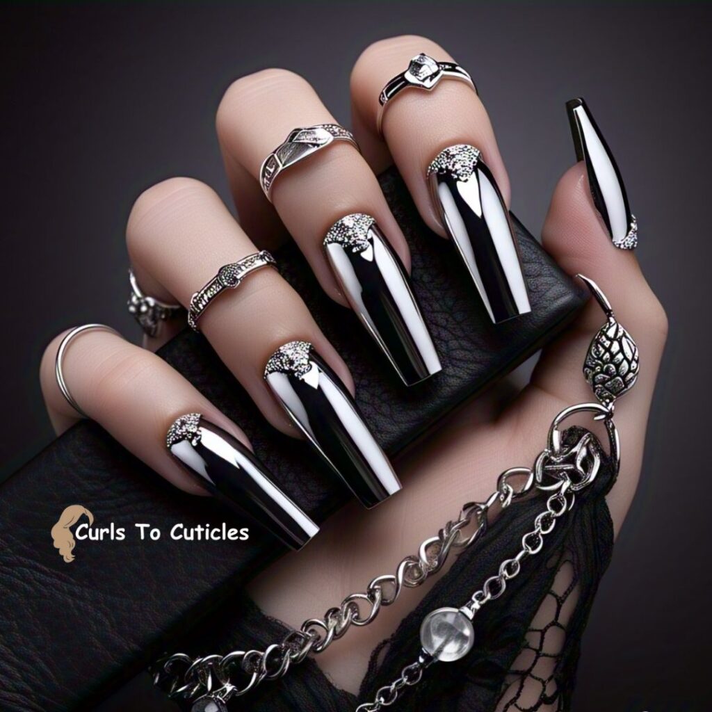 Chrome Coffin trendy nails