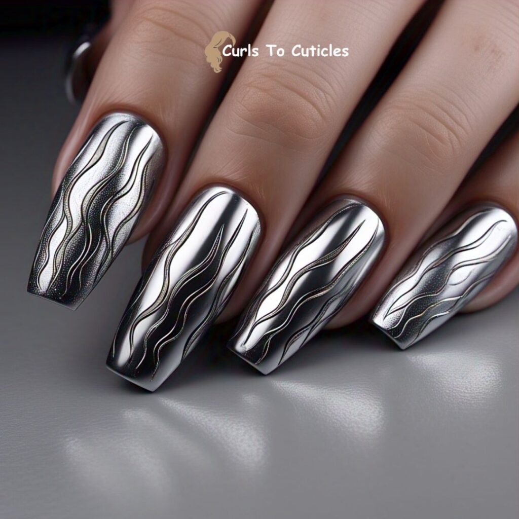 Chrome Flames trendy nails