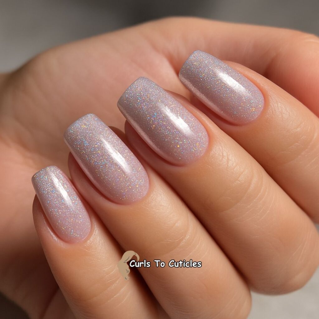 Chrome + Glitter Combo Glaze Donut Nails Design