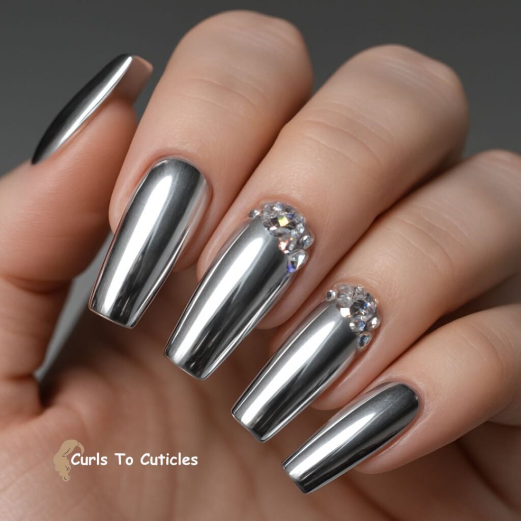 Chrome Wedding Nail Design