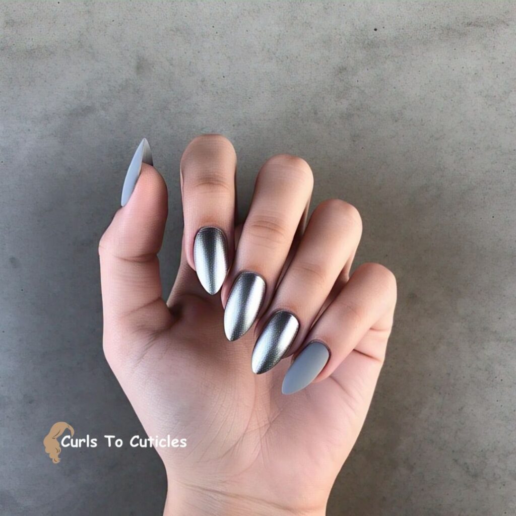Chrome and Matte Combo trendy nails