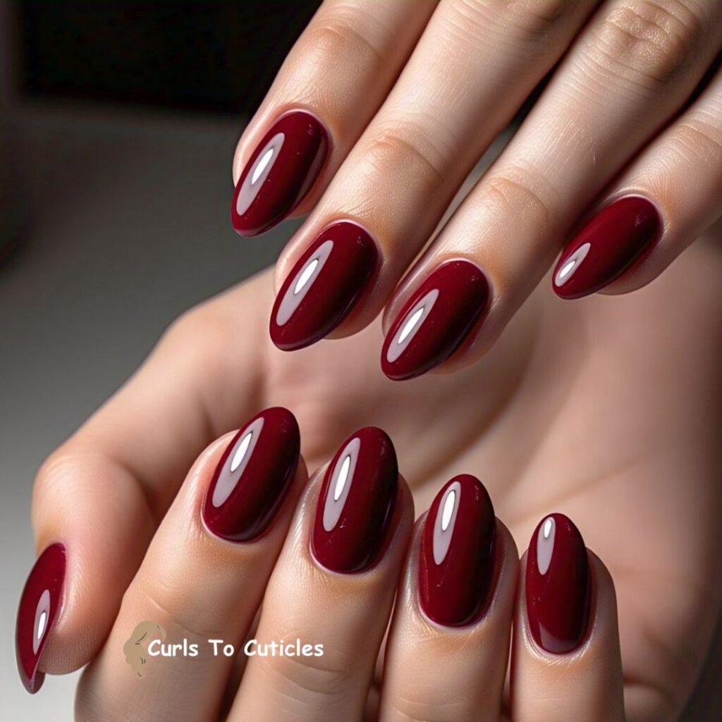 Classic Red Gloss ruby inspired nail design