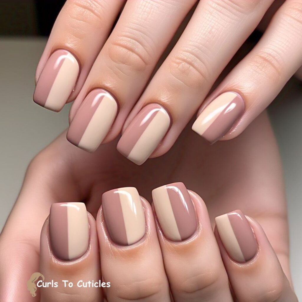 Color-Blocked nude nail design