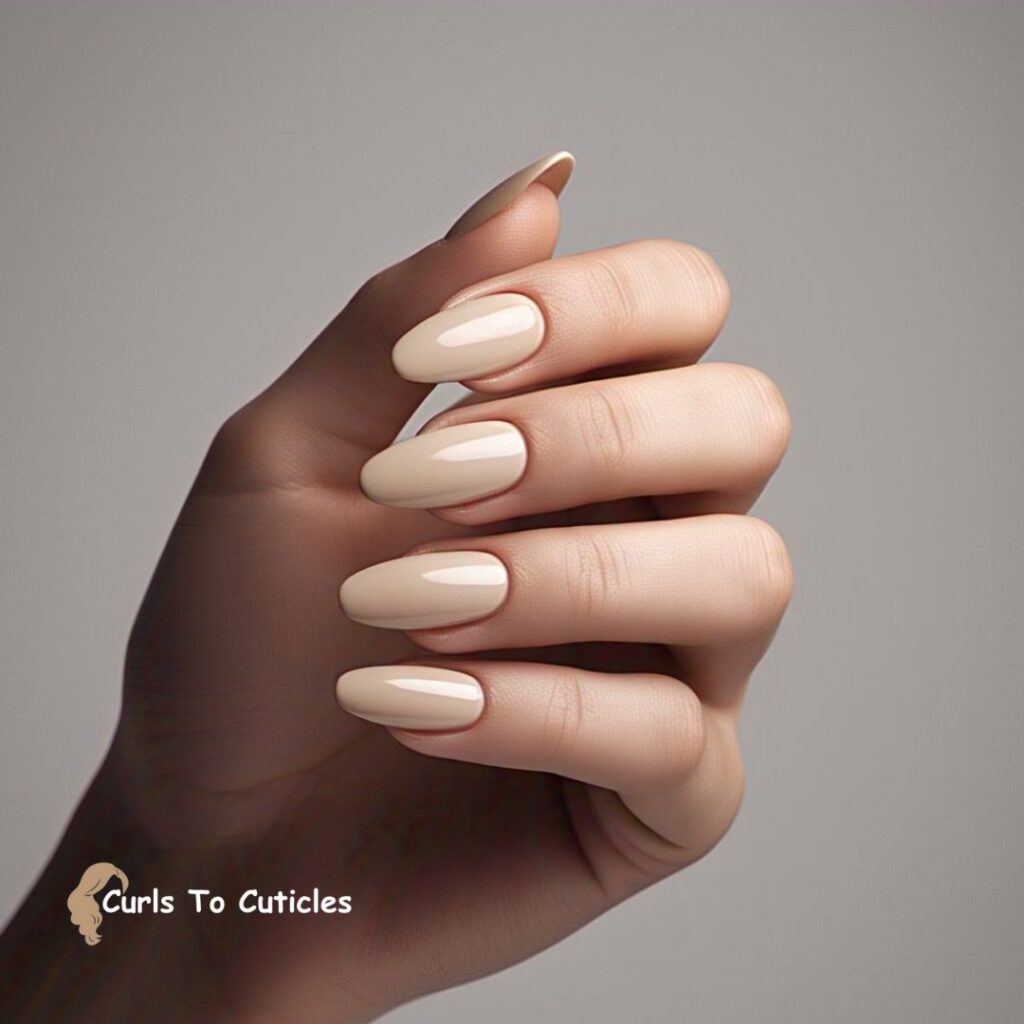 Creamy Nude Almond Wedding Nail Design