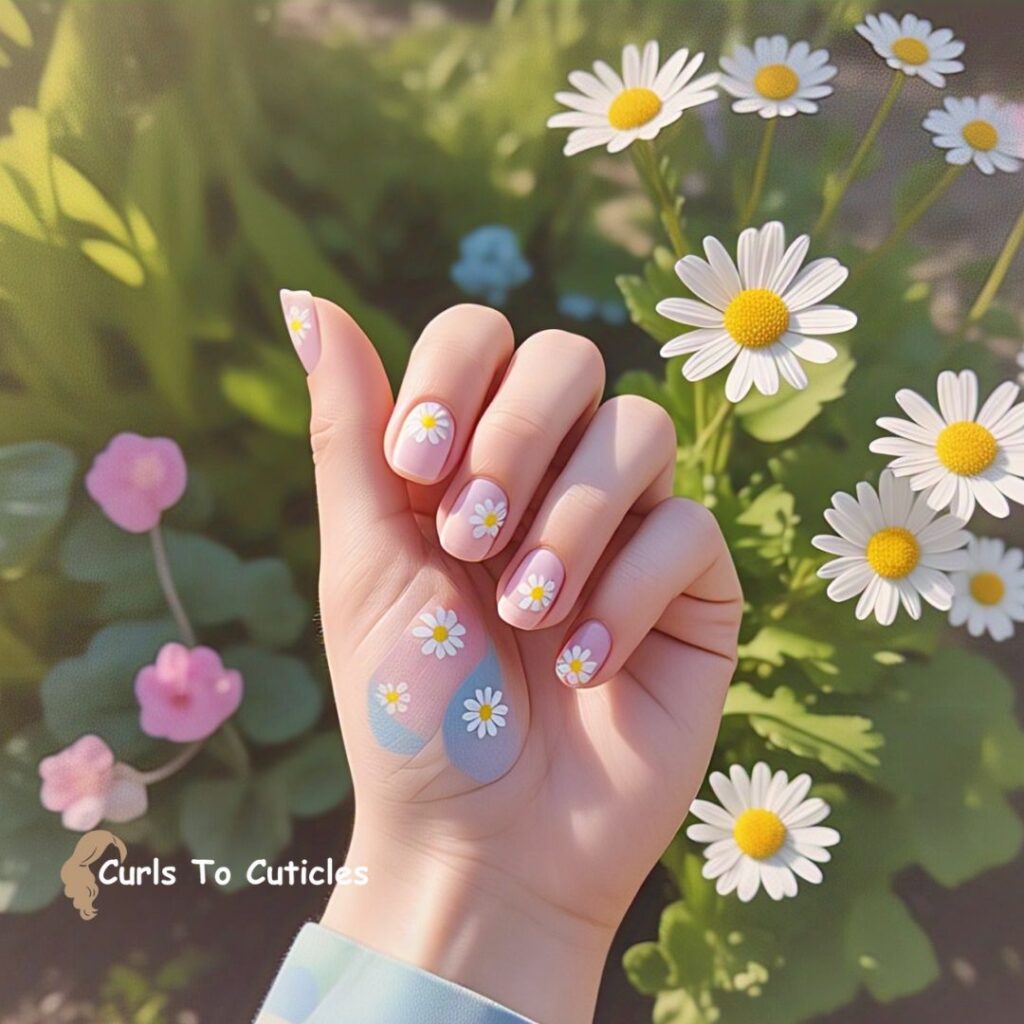 Daisy Chain Florals summer nails design 2