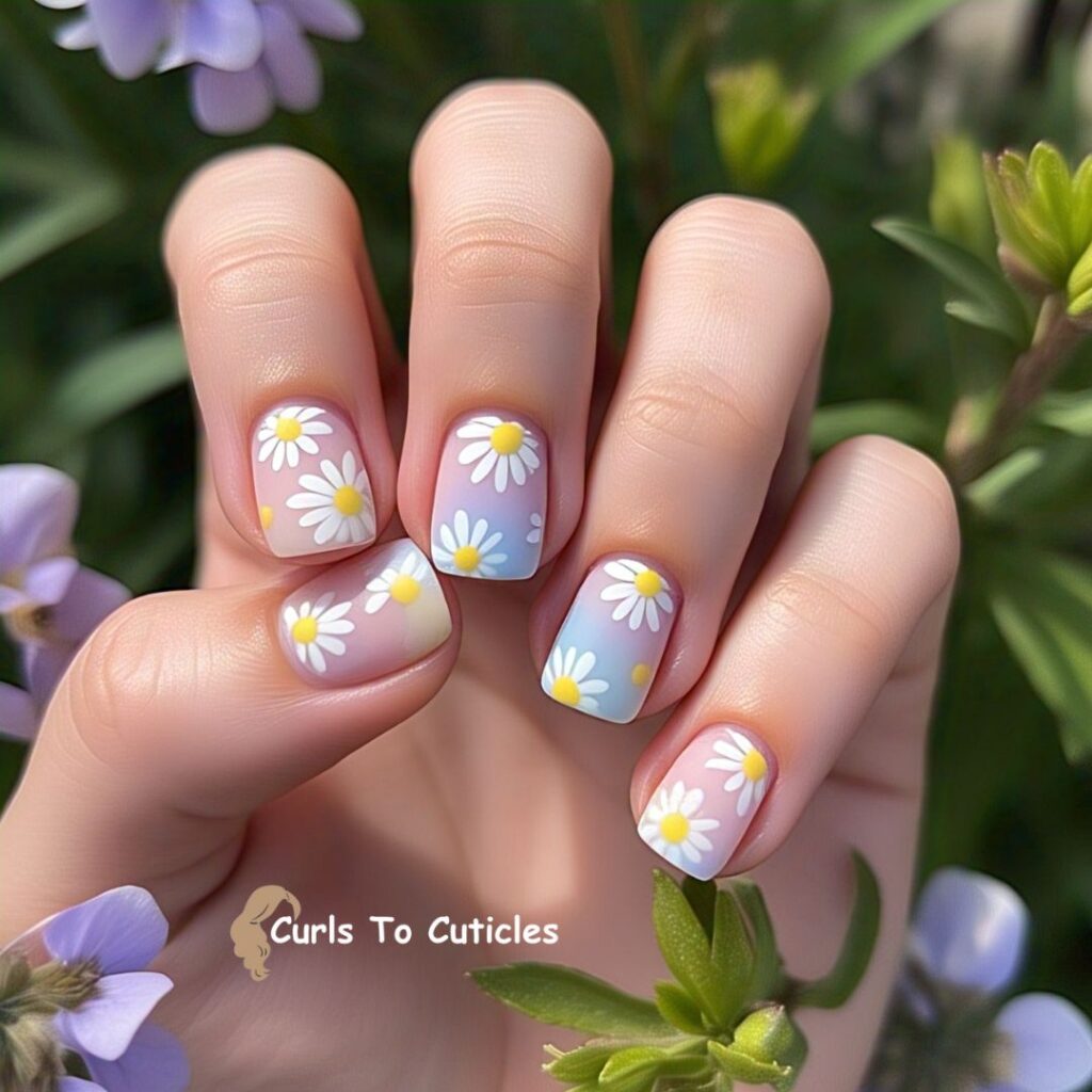 Daisy Chain Florals summer nails design 1