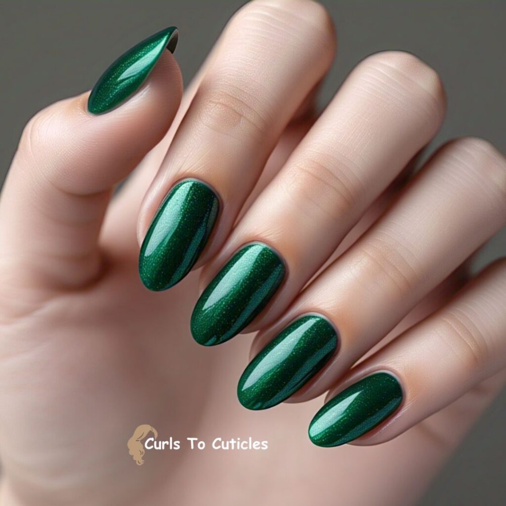 Deep Green Gloss emerald inspired nail design