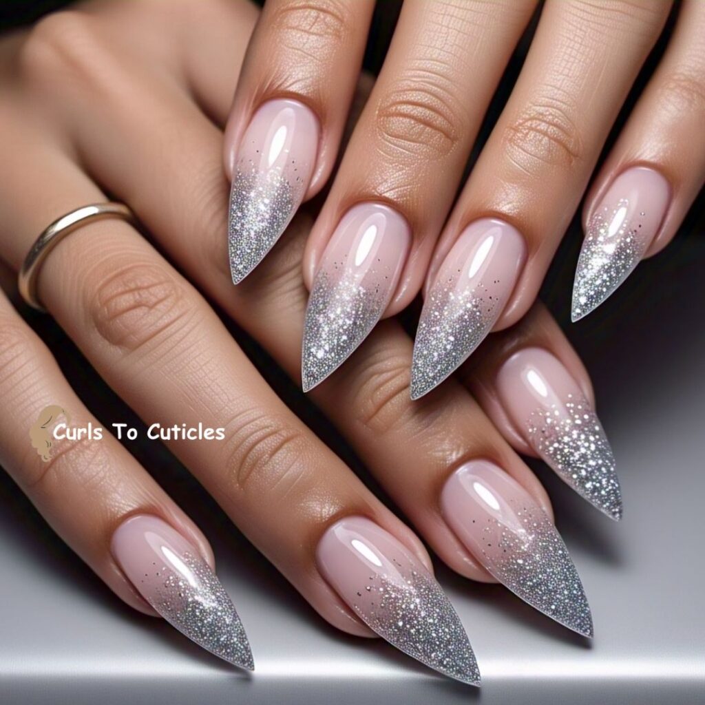 Diamond Dust Ombre diamond inspired nail design