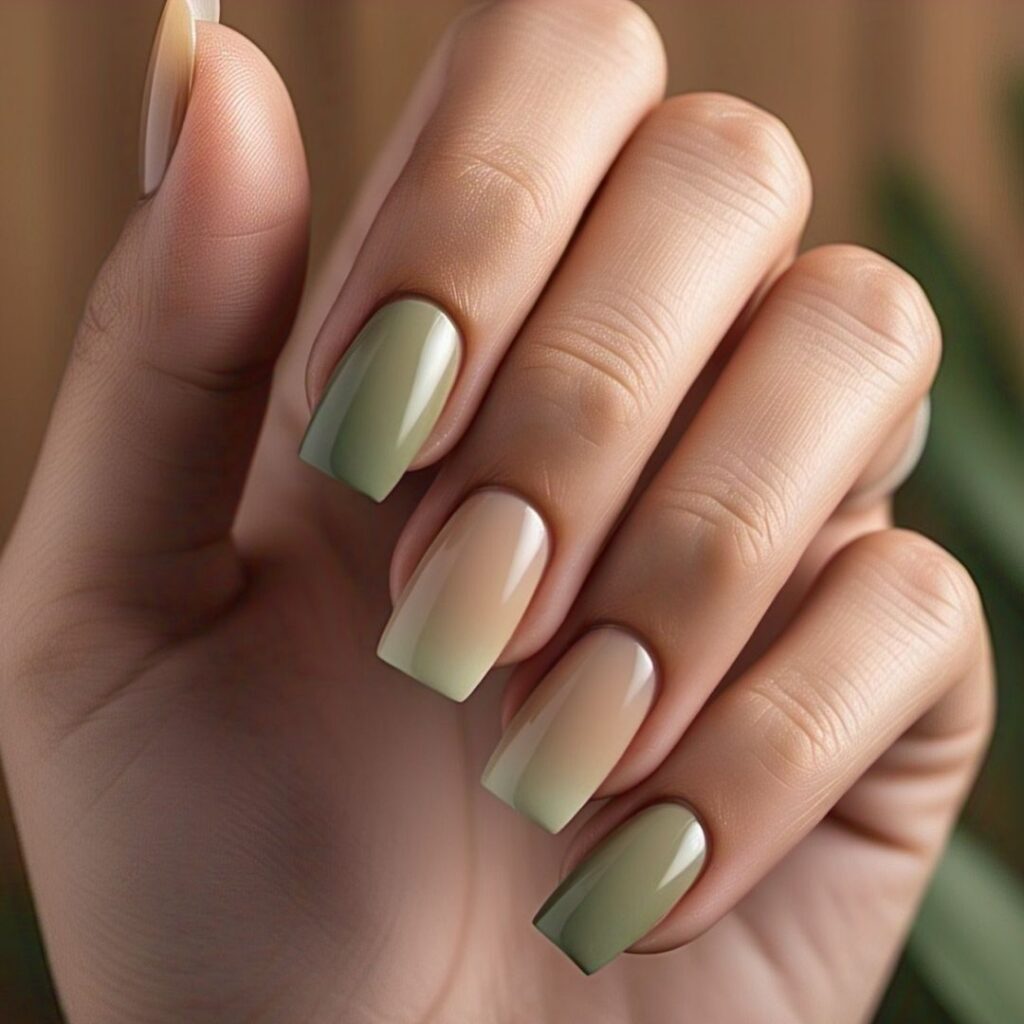 Earth-Toned Ombré Wedding Nail Design