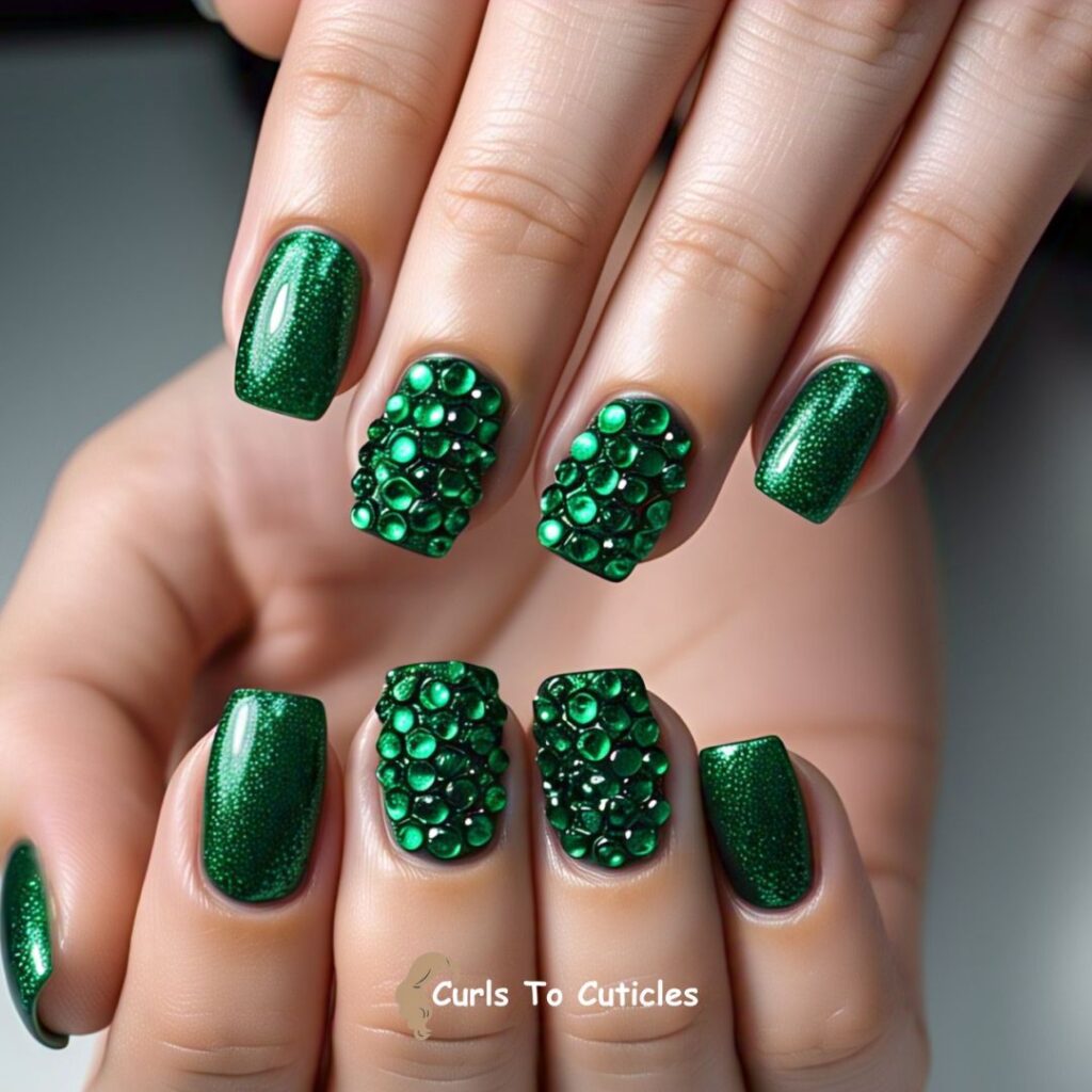 Emerald Gemstone Clusters emerald inspired nail design