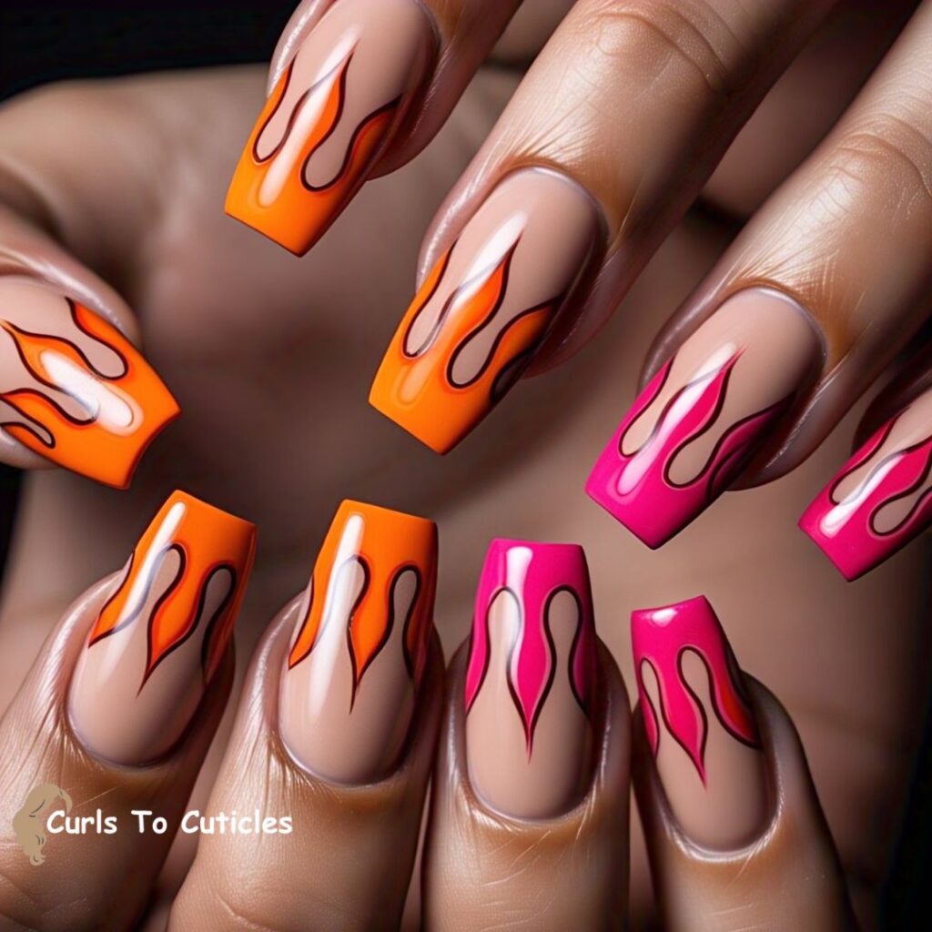 Flame Tips summer nails design