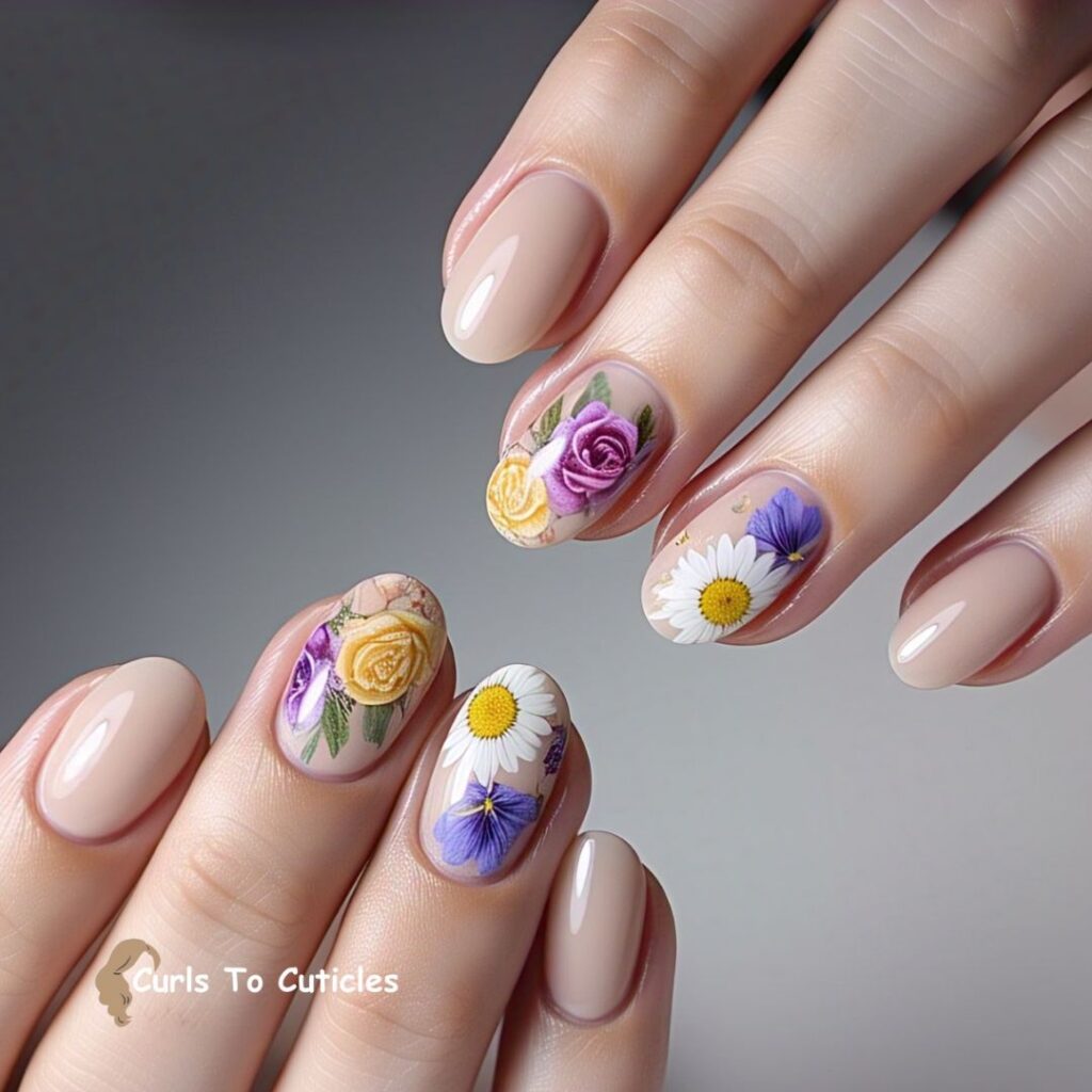 Garden Mix Accent Nails Floral Nail Art