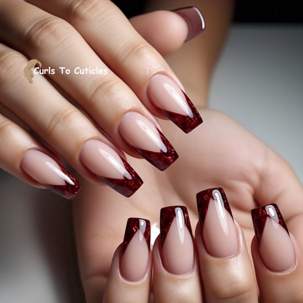 Garnet Crystal Tip Accent Garnet inspired nail design