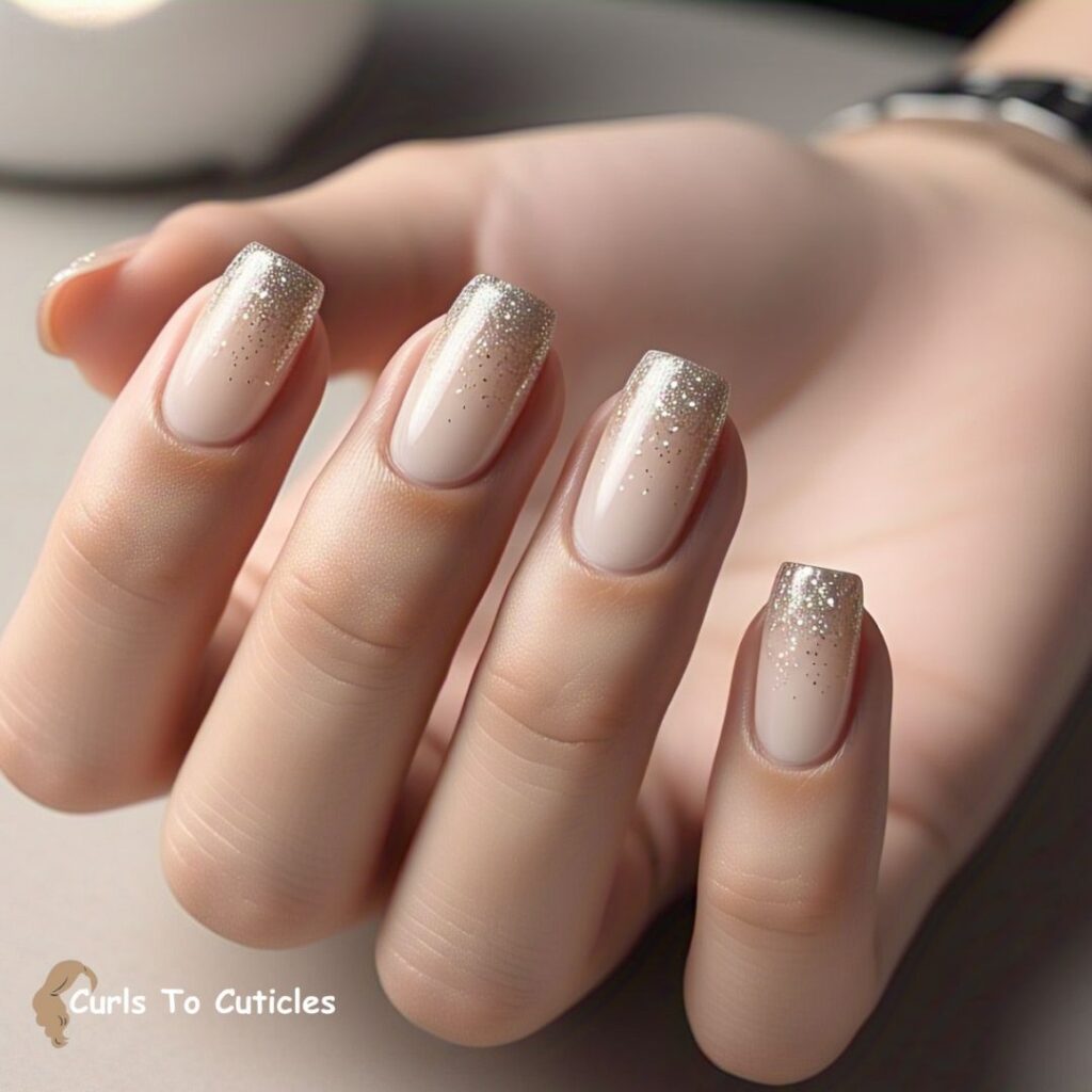 Glitter Ombré nude nail design