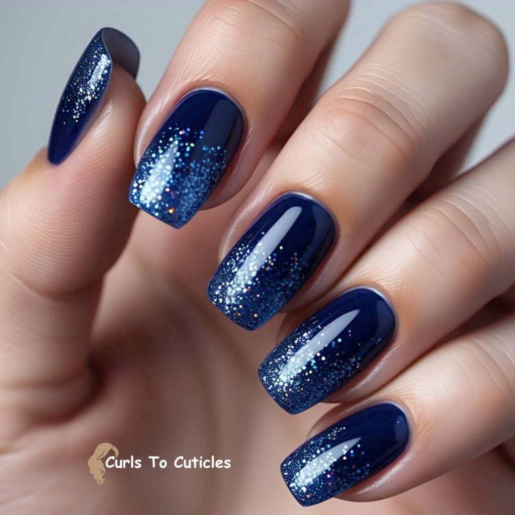 Glitter Sapphire Tips Sapphire inspired nail design