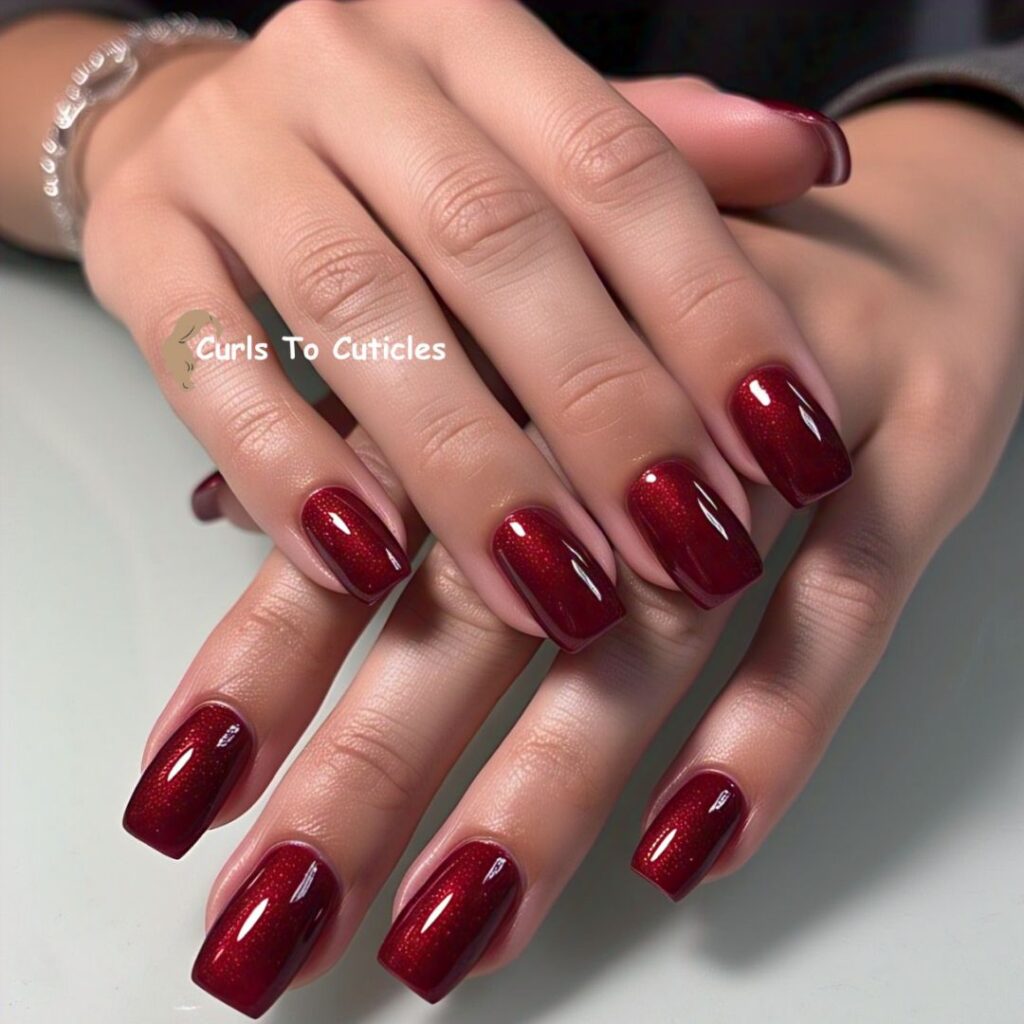 Glossy Garnet Shine Garnet inspired nail design