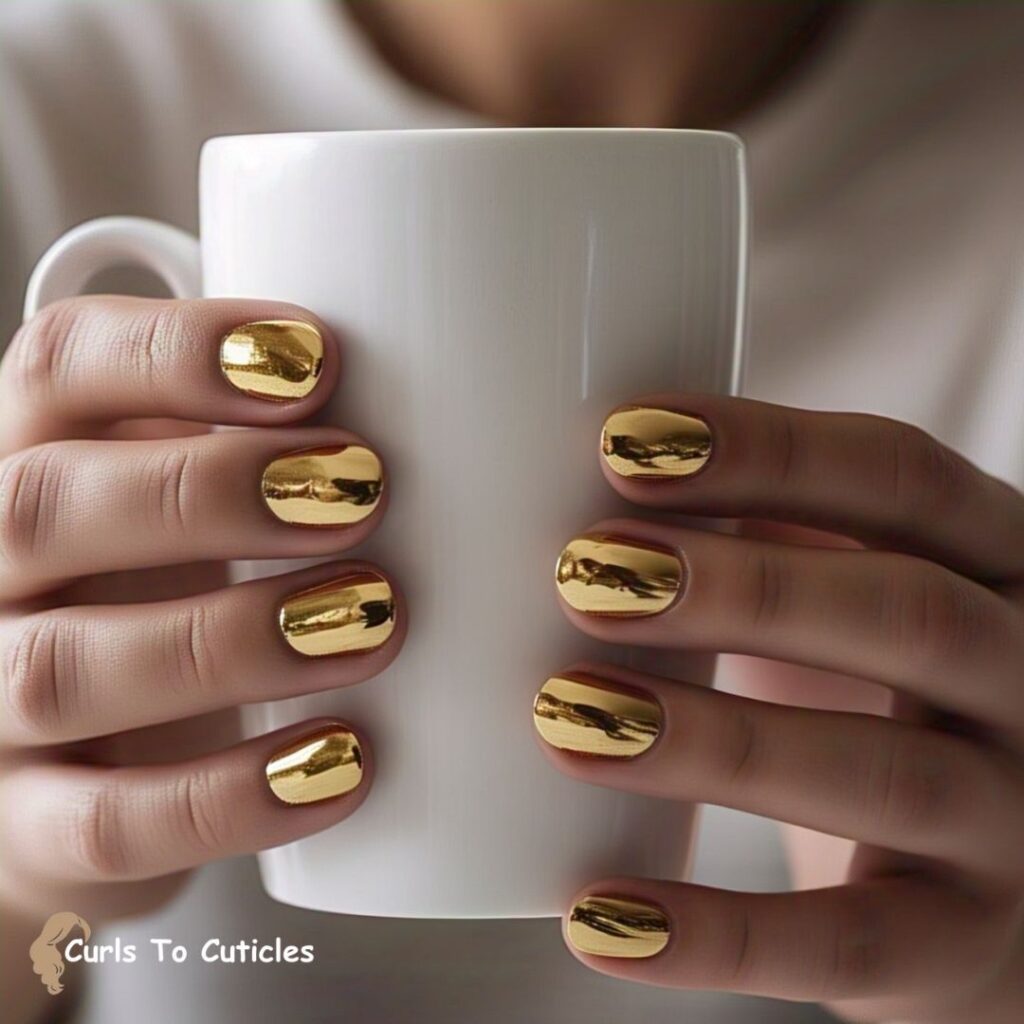 Gold Chrome trendy nails