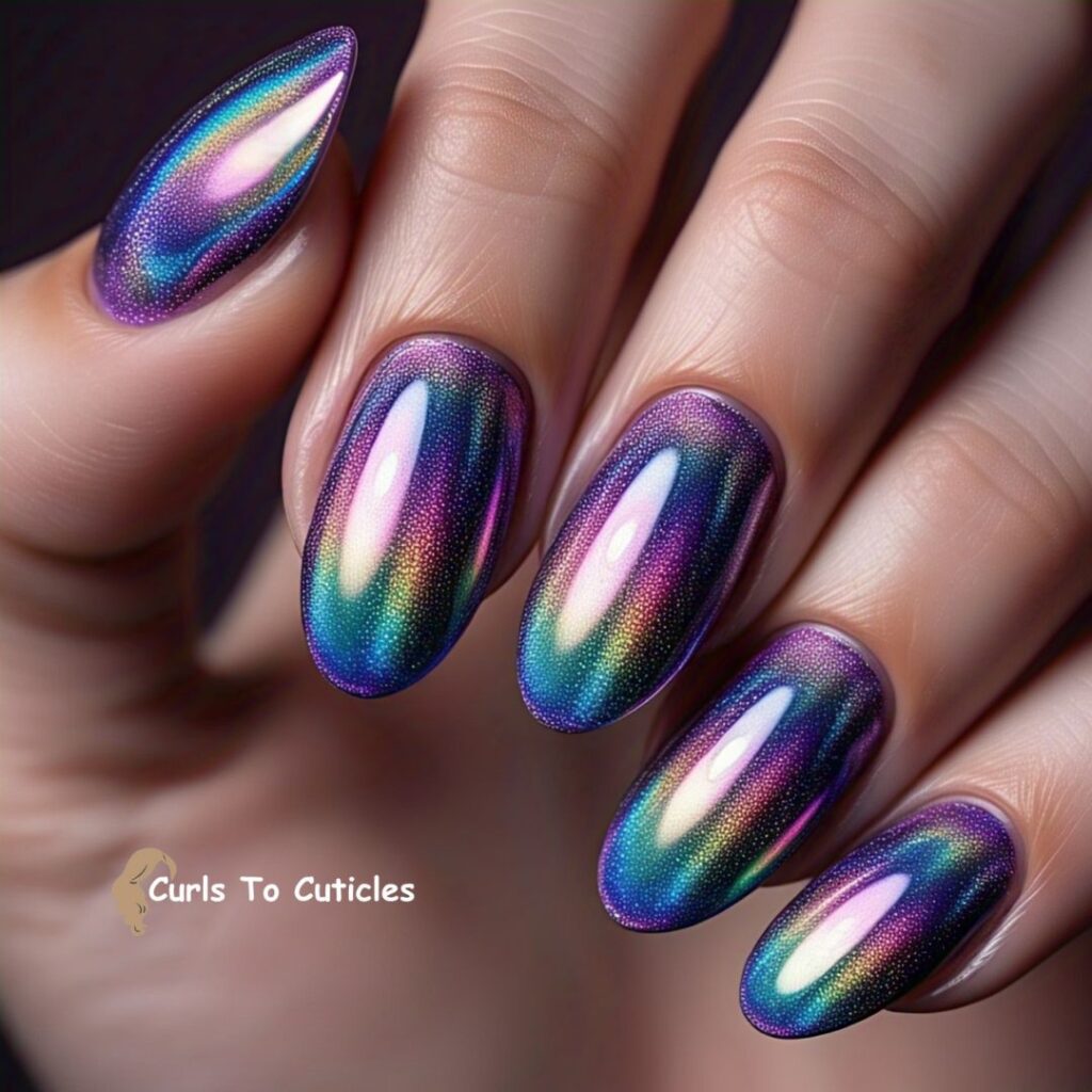 Holographic Chrome trendy nails