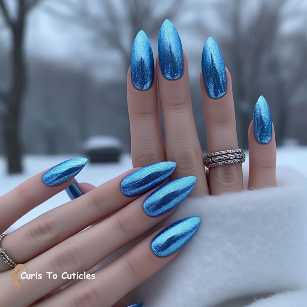 Icy Blue Chrome trendy nails