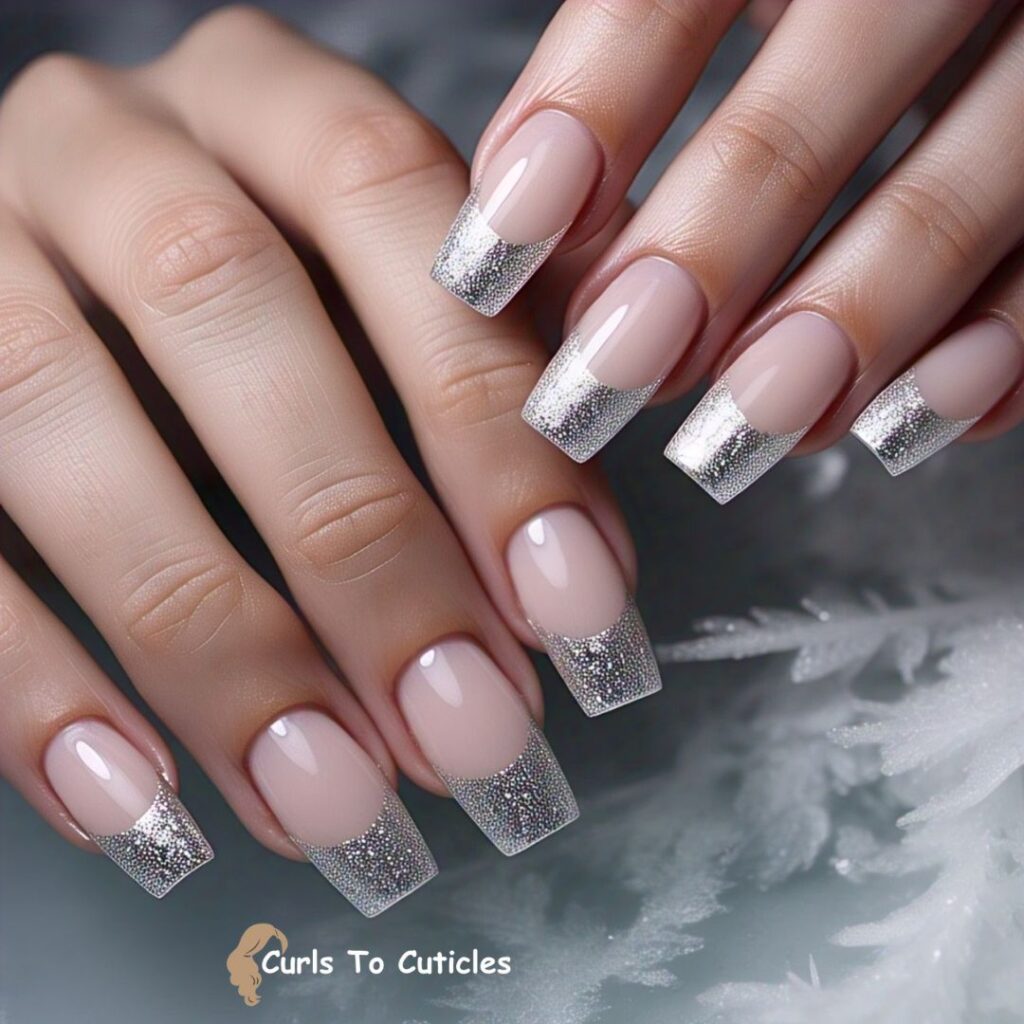 Icy French Tips diamond inspired nail design