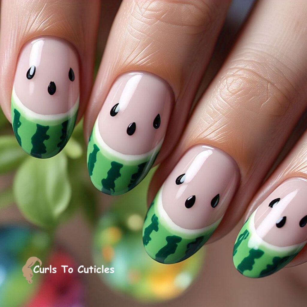 Juicy Watermelon Tips summer nails design